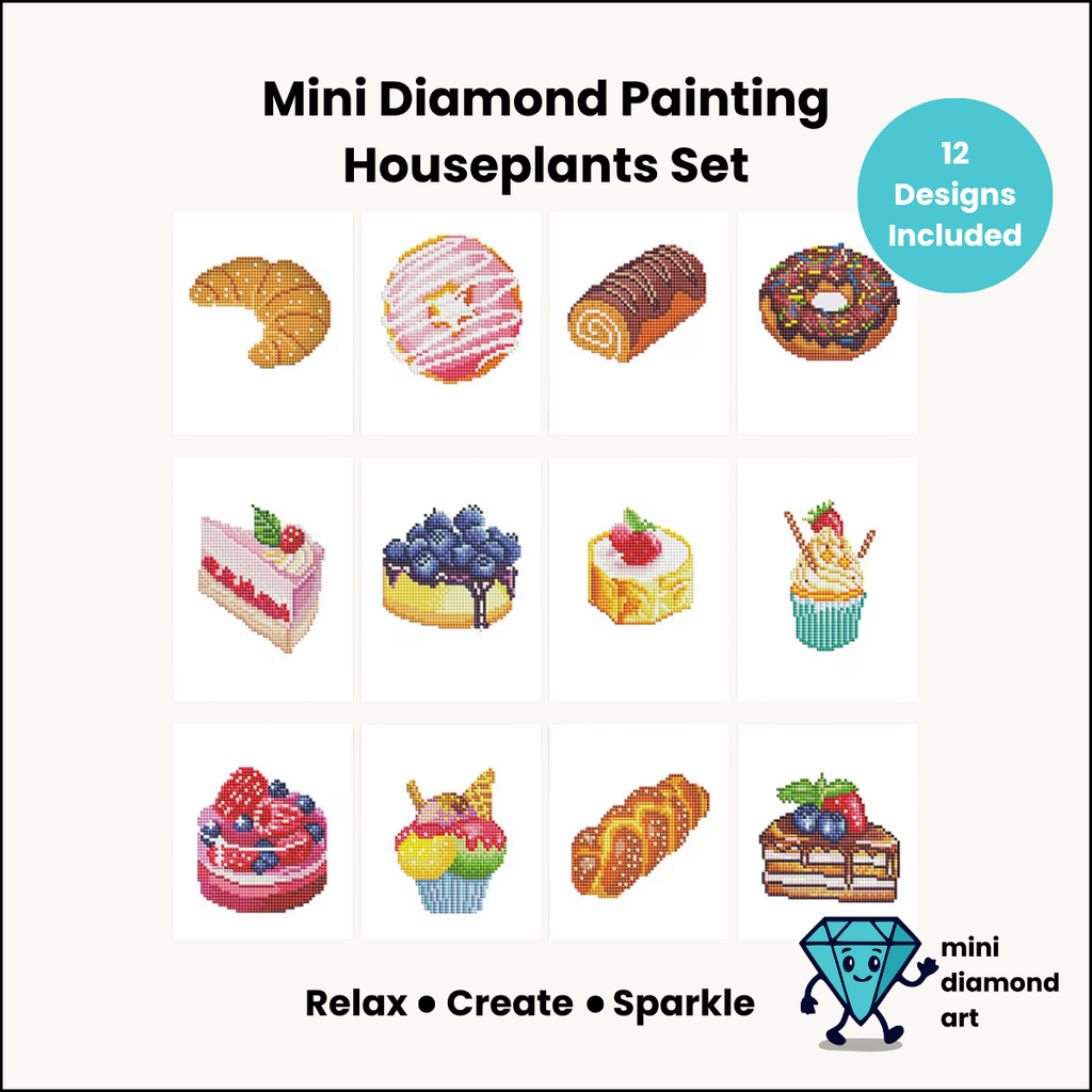 Bakery & Desserts Set - Mini Diamond Painting  (12 Designs)