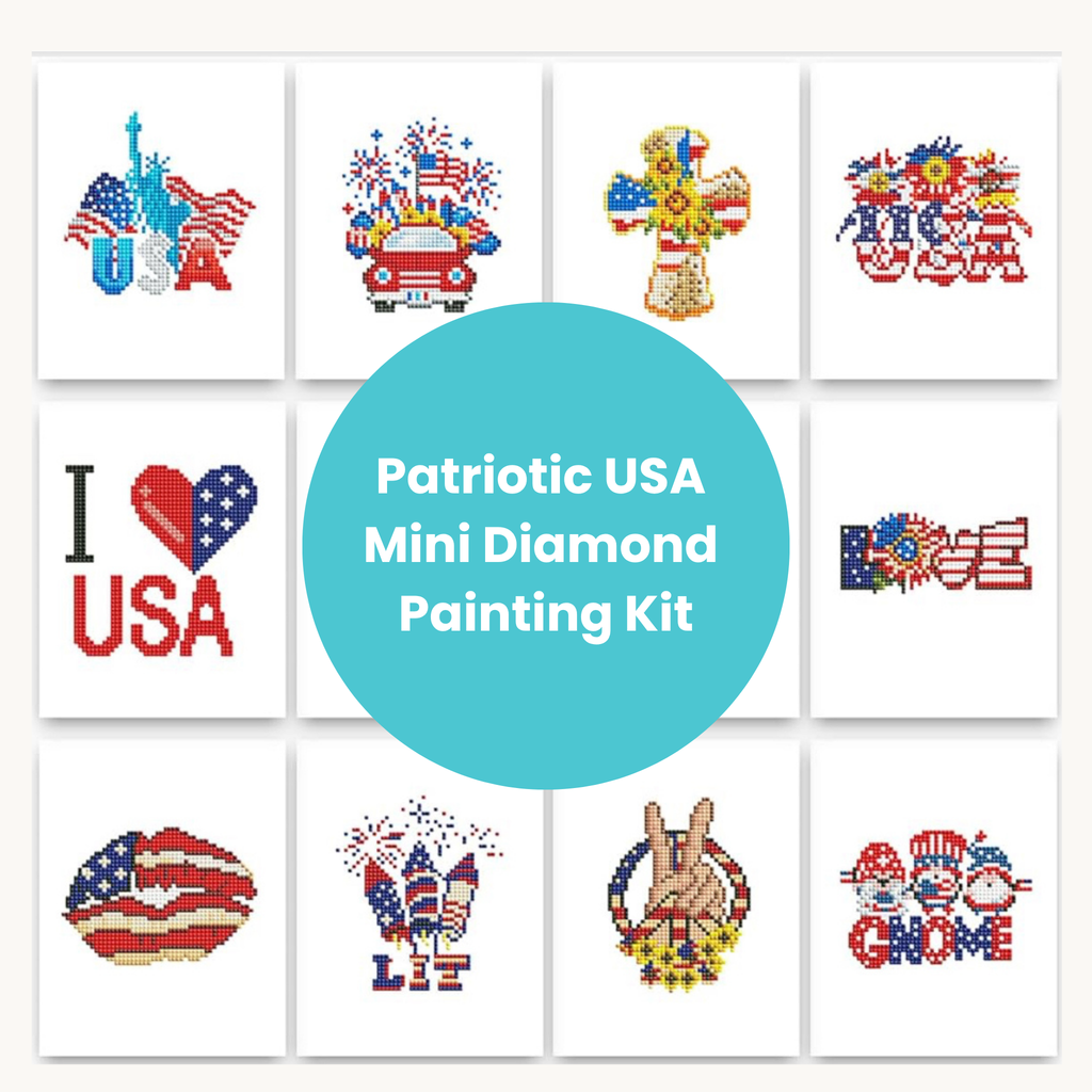 USA Patriotic Set -  Diamond Painting Mini Kits (12 Designs)