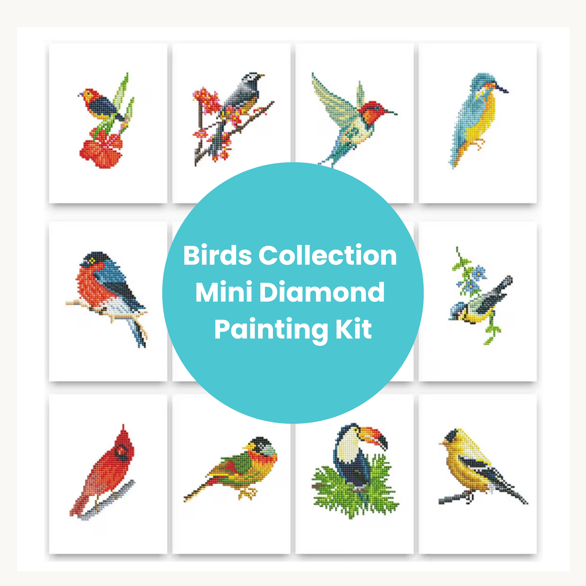 Birds Set -  Diamond Painting Mini Kits (12 Designs)