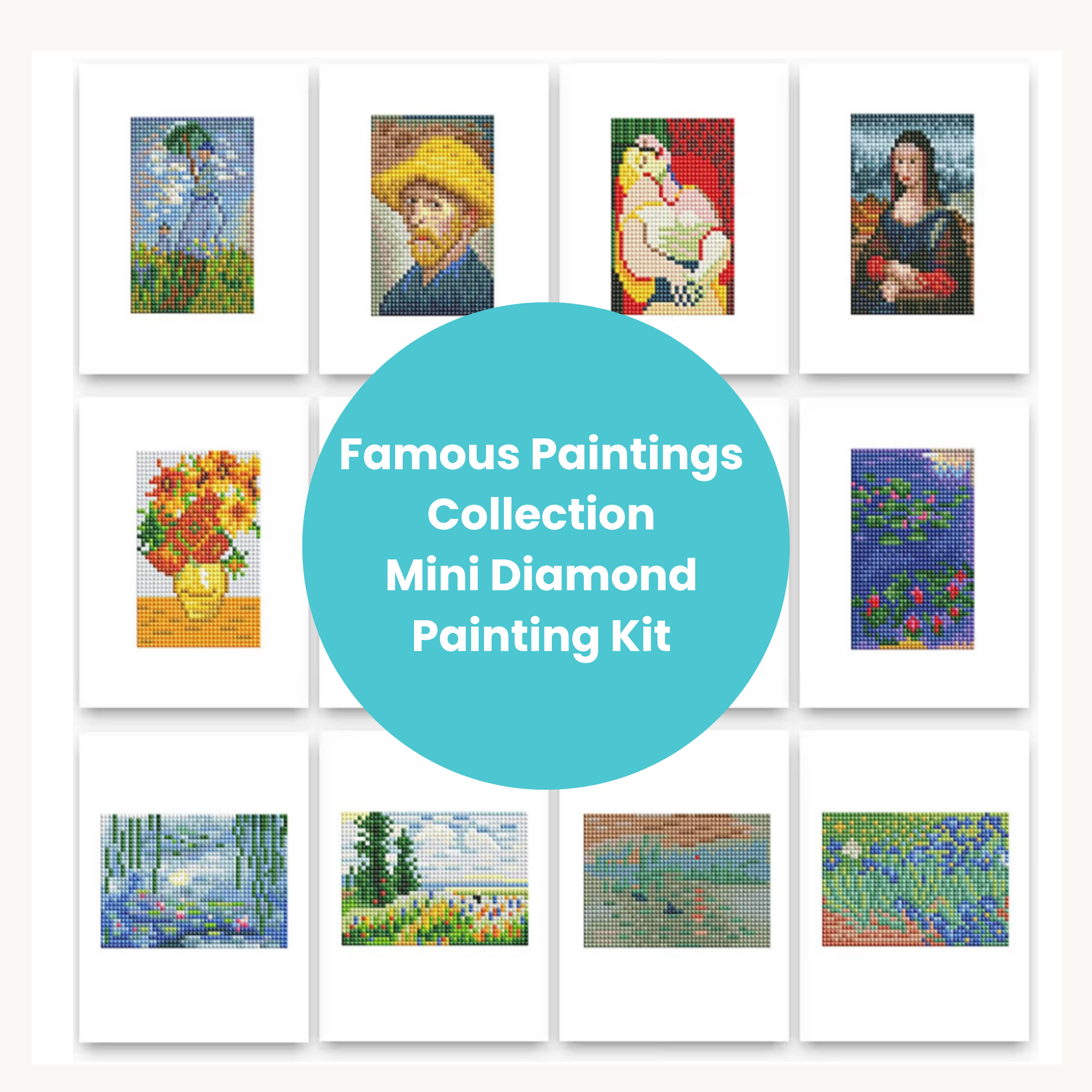 Famous Painting Set -  Diamond Painting Mini Kits (12 Designs)