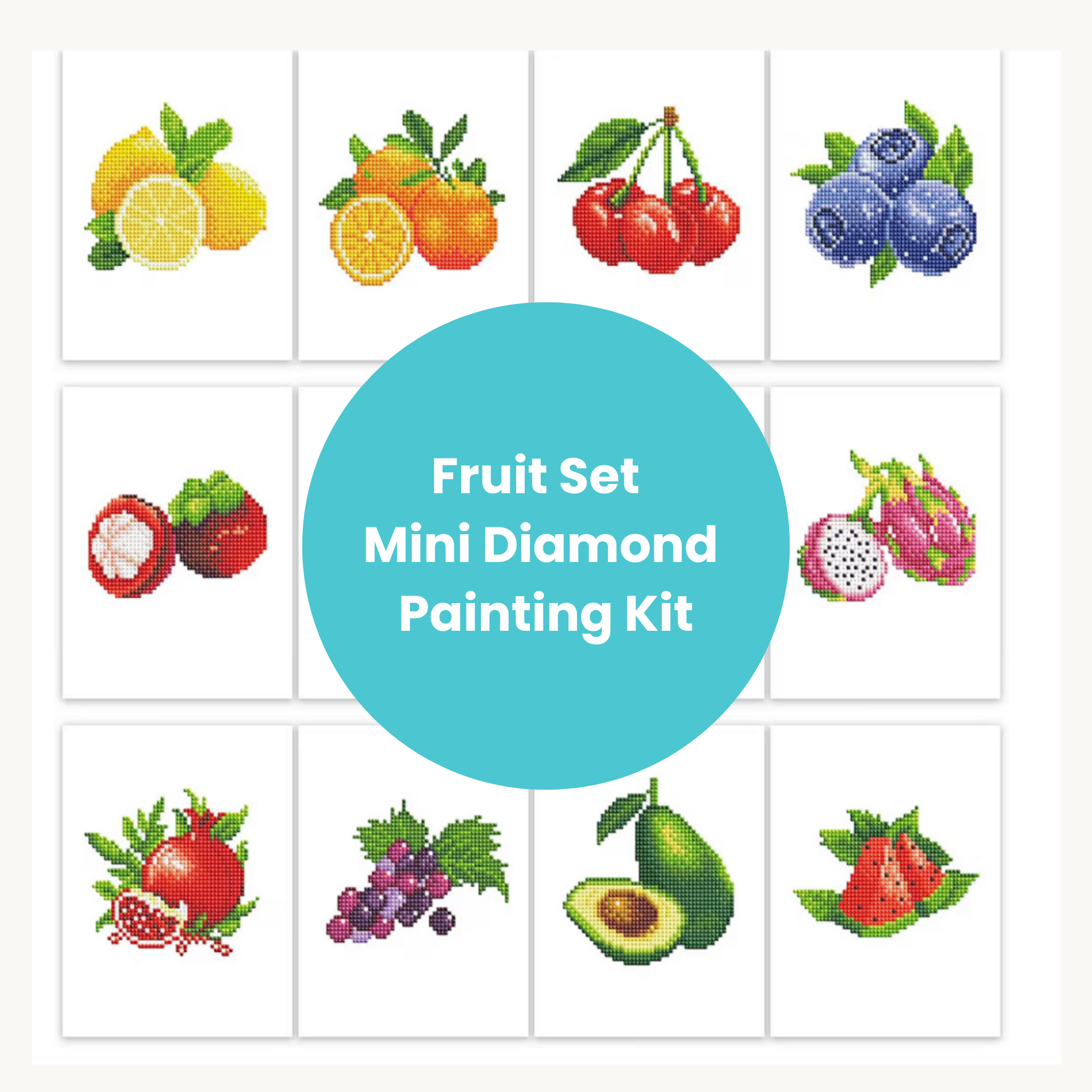 Fruits Set -  Diamond Painting Mini Kits (12 Designs)