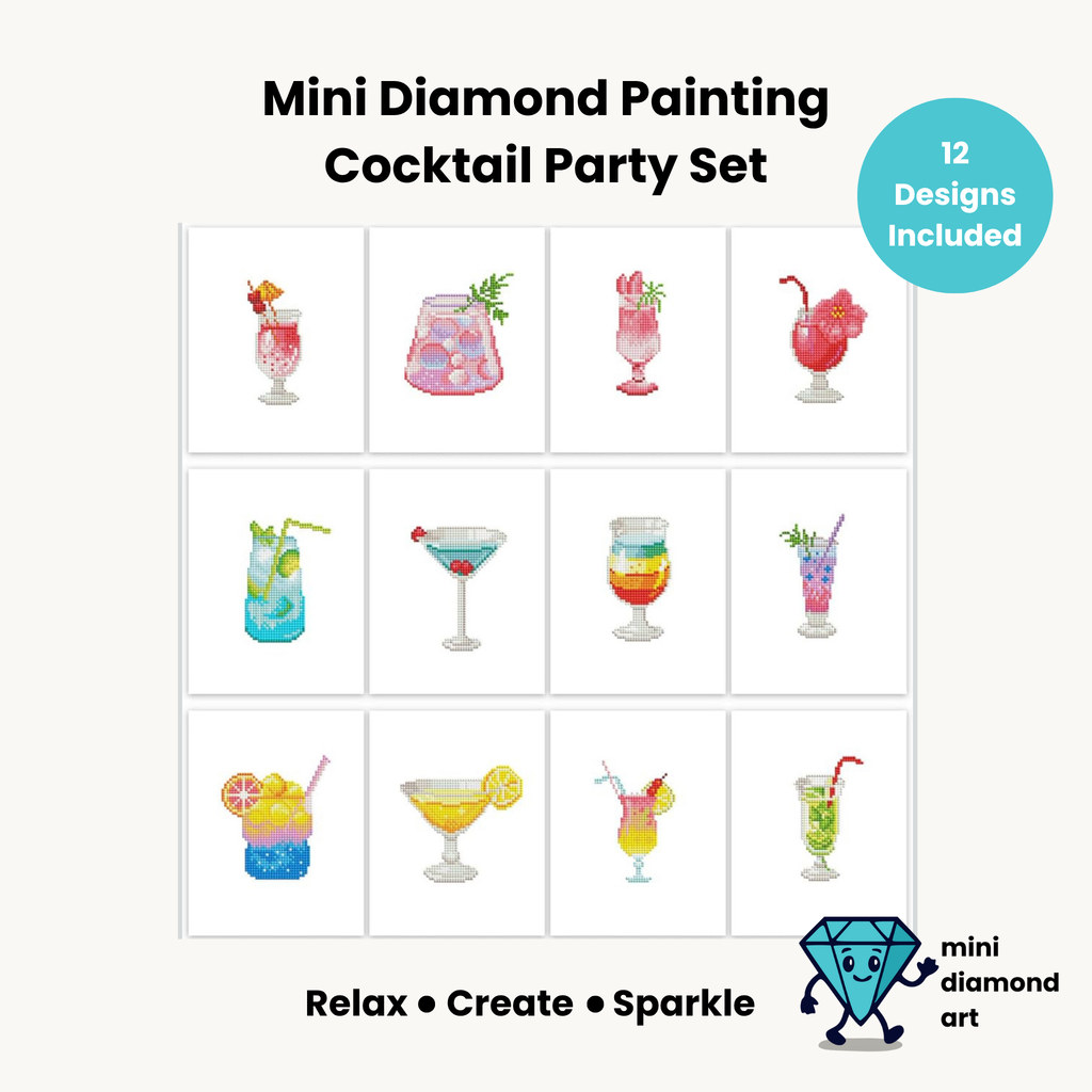 Cocktail Party Set -  Diamond Painting Mini Kits (12 Designs)
