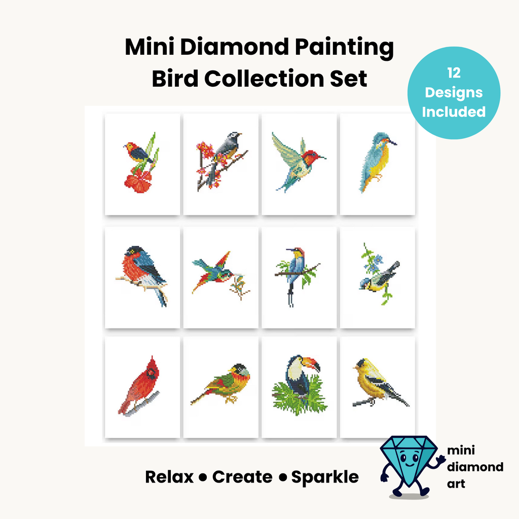 Birds Set -  Diamond Painting Mini Kits (12 Designs)