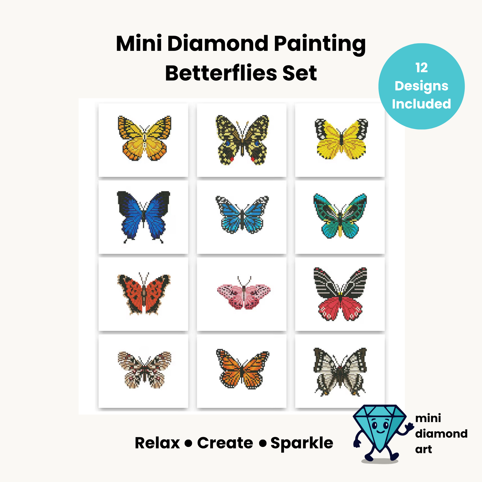 Butterflies Set -  Diamond Painting Mini Kits (12 Designs)