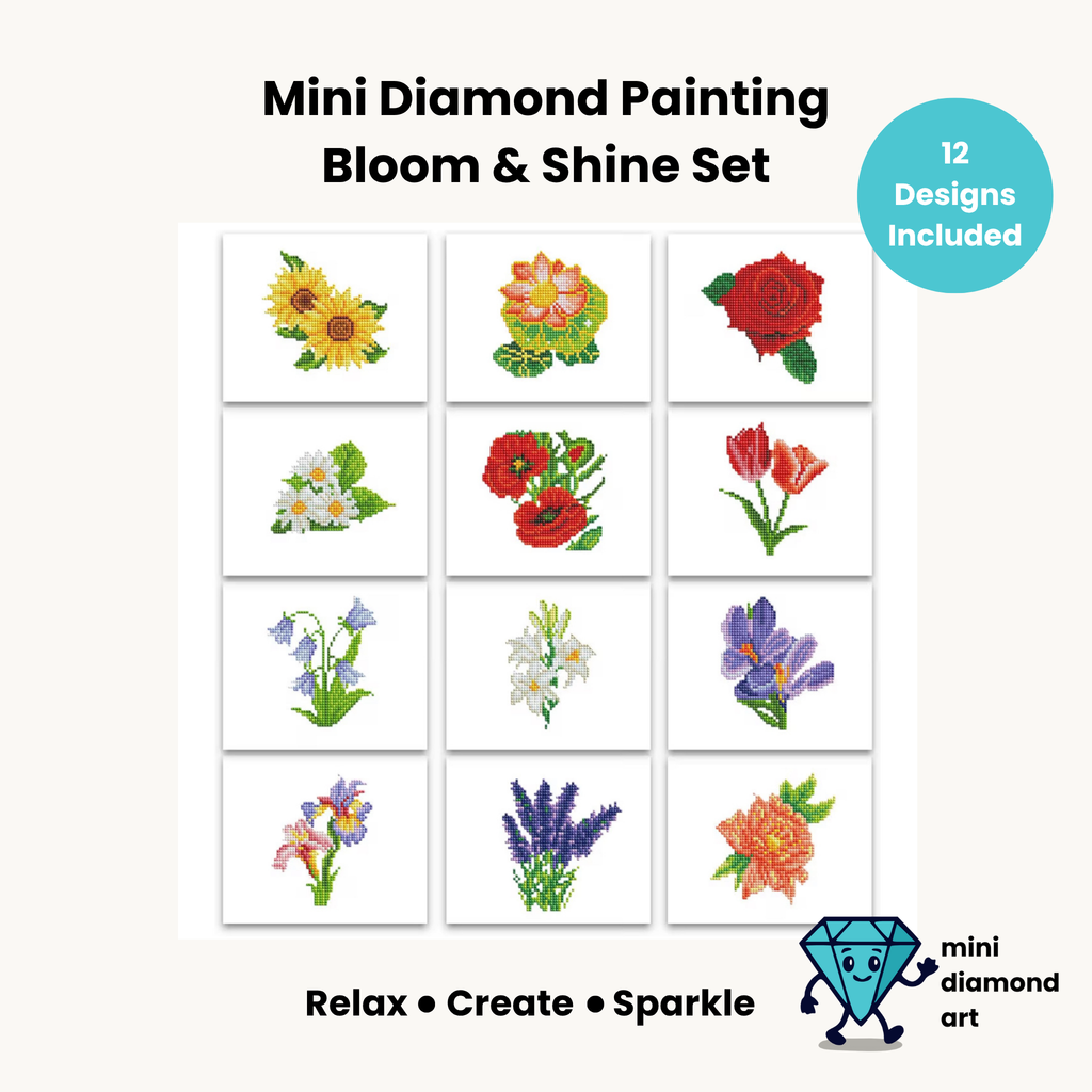Bloom and Shine Set -  Diamond Painting Mini Kits (12 Designs)