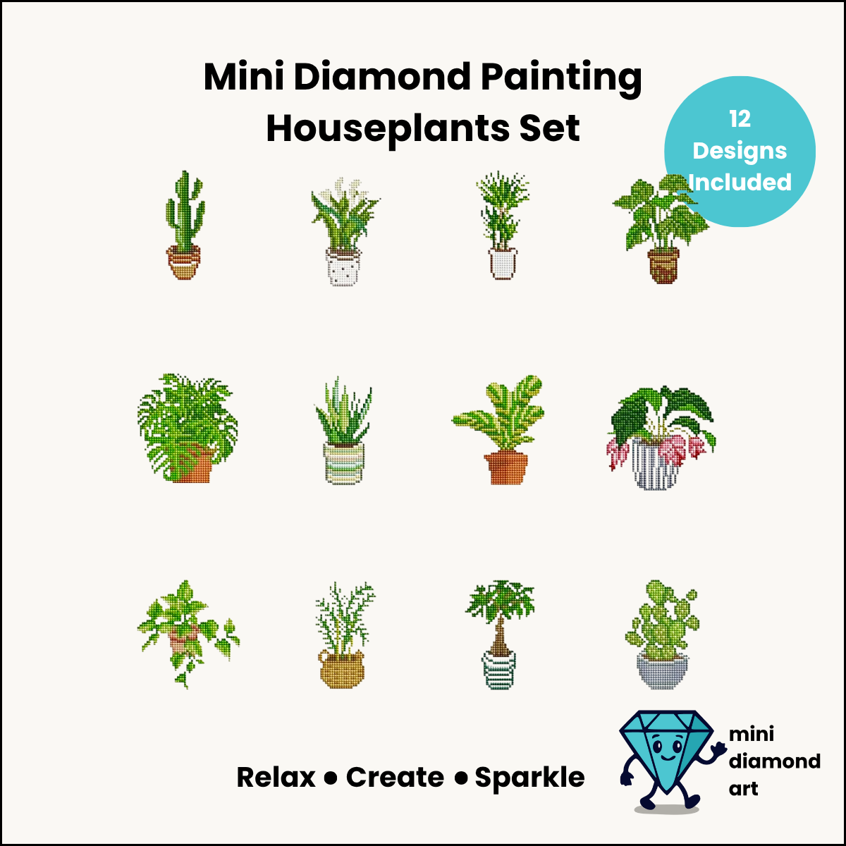 Houseplants Set - Mini Diamond Painting  (12 Designs)