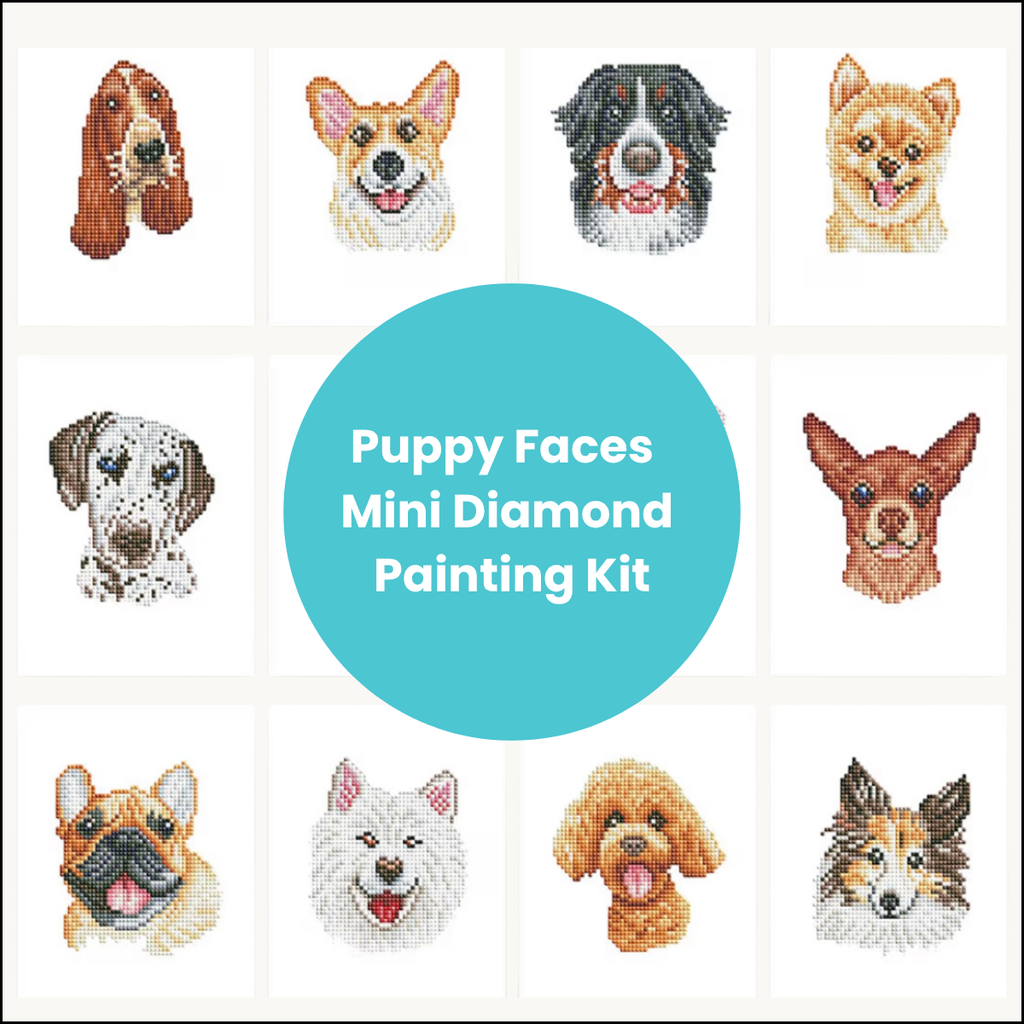 Puppy Faces Collection - Mini Diamond Painting  (12 Designs)