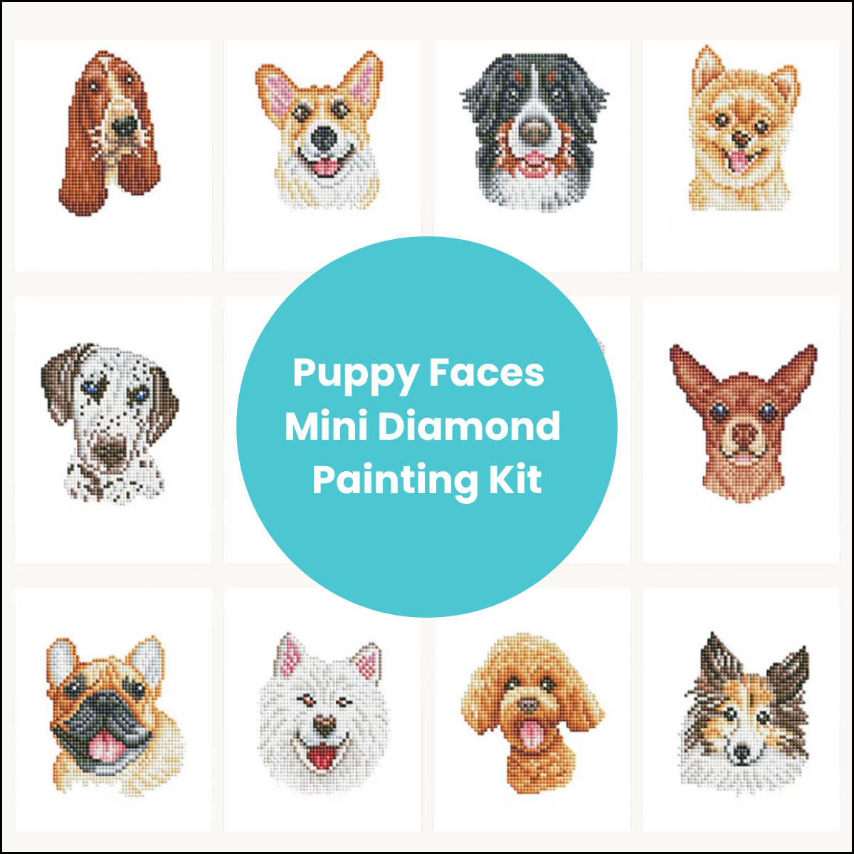 Puppy Faces Collection - Mini Diamond Painting  (12 Designs)